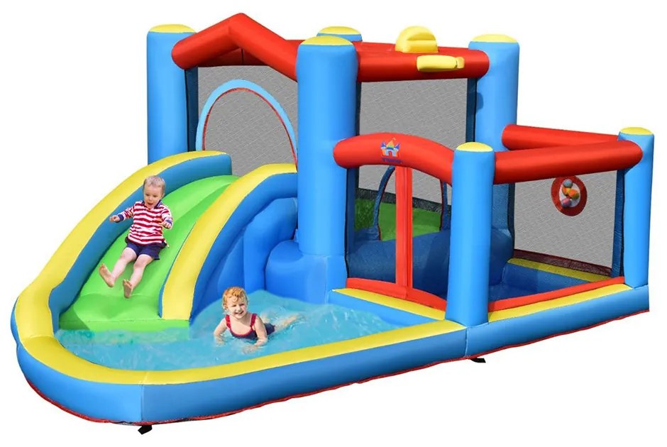 Parc Acvatic Inflatable cu Tobogan, Trambulină și Piscină