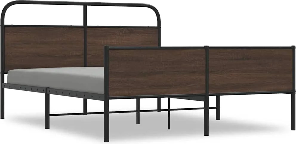 vidaXL Cadru de pat metalic fără saltea, stejar maro, 160x200 cm
