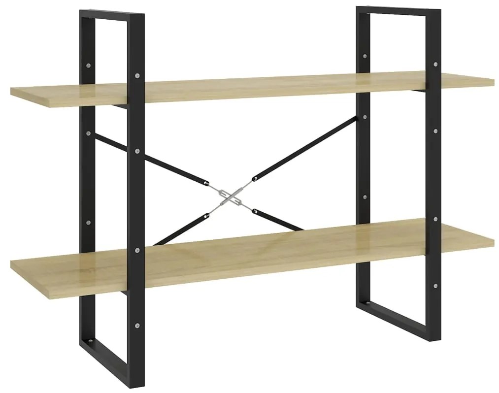 vidaXL Bibliotecă cu 2 rafturi, stejar sonoma, 100x30x70 cm, PAL