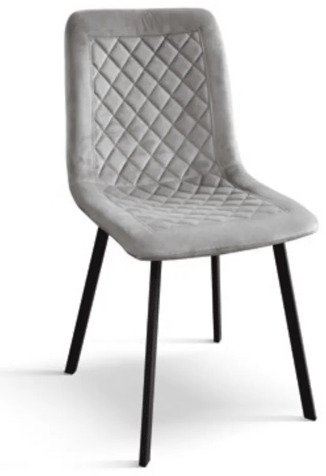 SET 4 Scaune Slim, structura metalica, catifea - GRI - CATIFEA - NEGRU - STANDARD