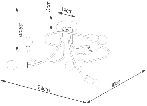 Lustră pe tijă Sollux SL.1456 LEVAR 6xE27/15W/230V negru
