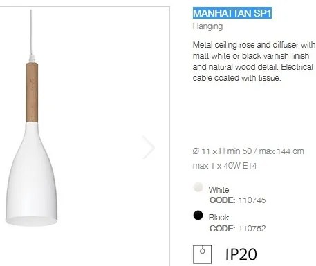Pendul design modern MANHATTAN SP1 BIANCO 110745