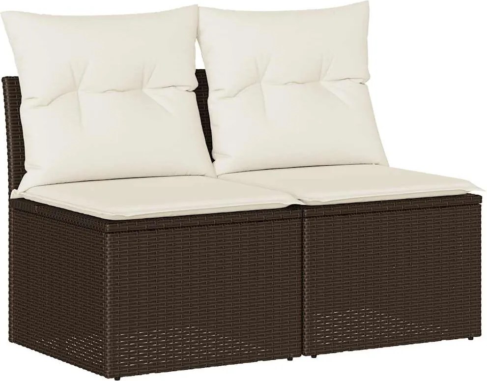 vidaXL Set canapele de grădină, 2 piese, cu perne, maro poliratan maro