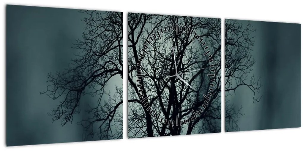 Tablou copaci în eclipsă (cu ceas) (90x30 cm)