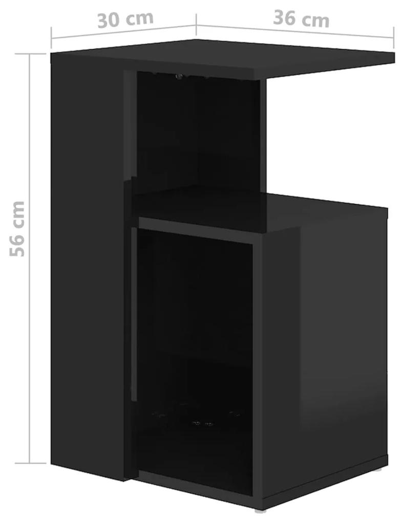 Masa laterala, negru extra lucios, 36x30x56 cm, PAL 1, negru foarte lucios