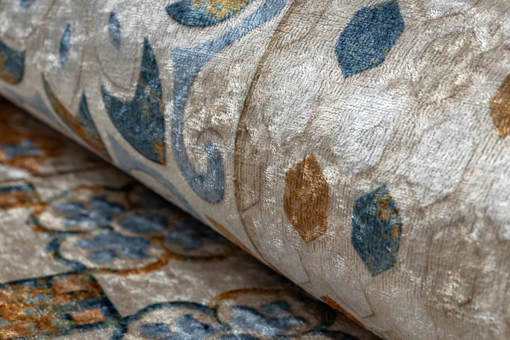 ANDRE 53010 covor lavabil gresii de Lisbona, bucatarie, anti-alunecare - bej / albastru