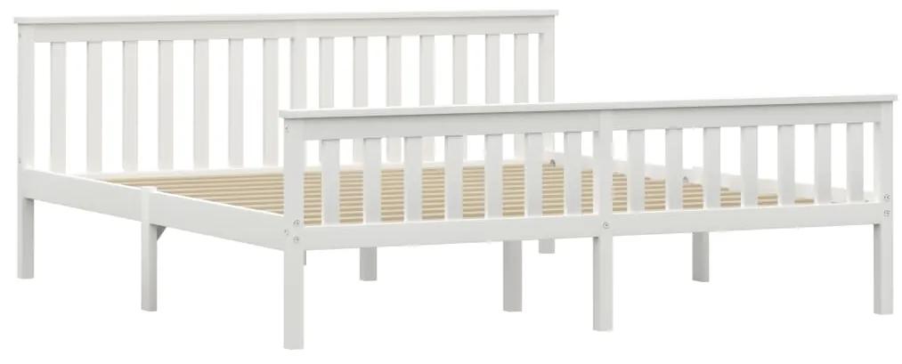 283219 vidaXL Cadru de pat din lemn masiv de pin, alb, 180 x 200 cm