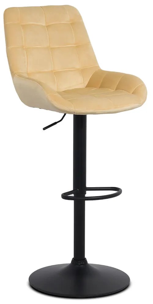 Scaun de bar reglabil din catifea ABS 145 crem
