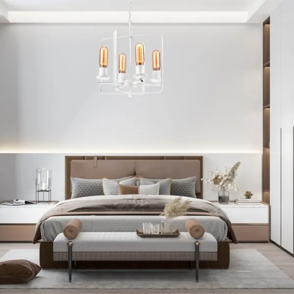 Lustră pe lanț CEDRIC II 4xE27/60W/230V albă