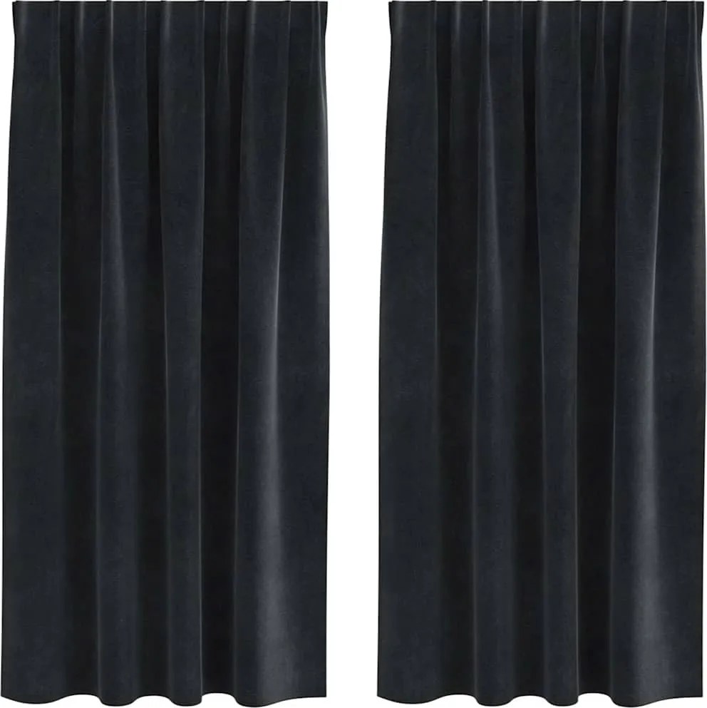 vidaXL Perdele opace 2 pcs Negru 140 x 175 cm Catifea