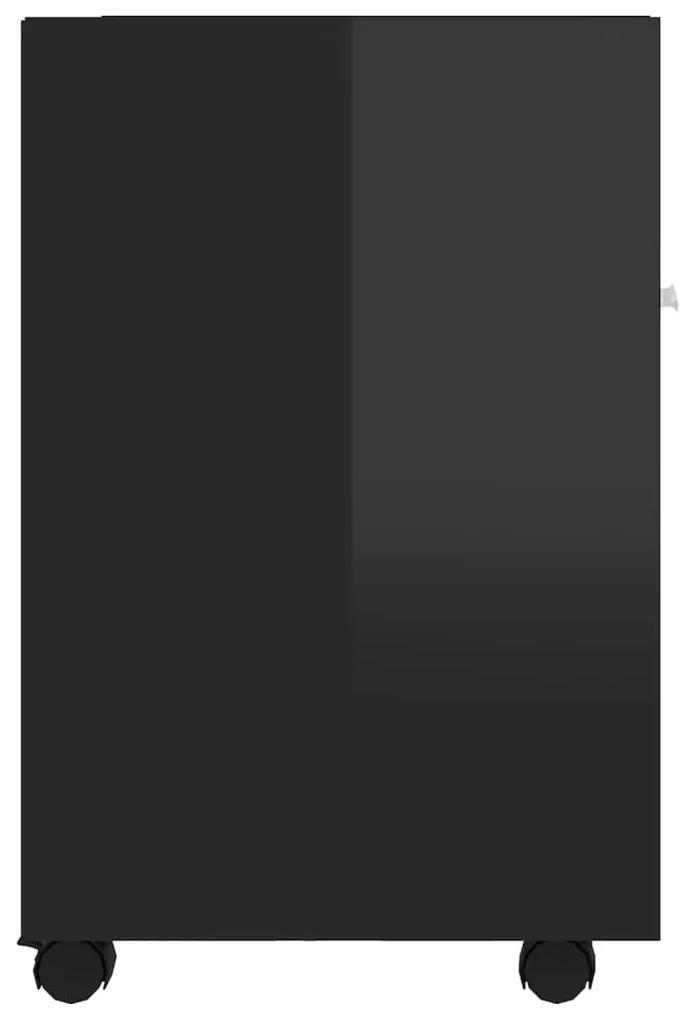 Dulap lateral cu roti, negru extralucios, 33x38x60 cm, PAL 1, negru foarte lucios