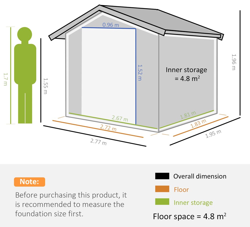 Outsunny magazie scule si unelte, casuta de gradina din fier, sopron pentru exterior 277x191x192 cm | Aosom Romania