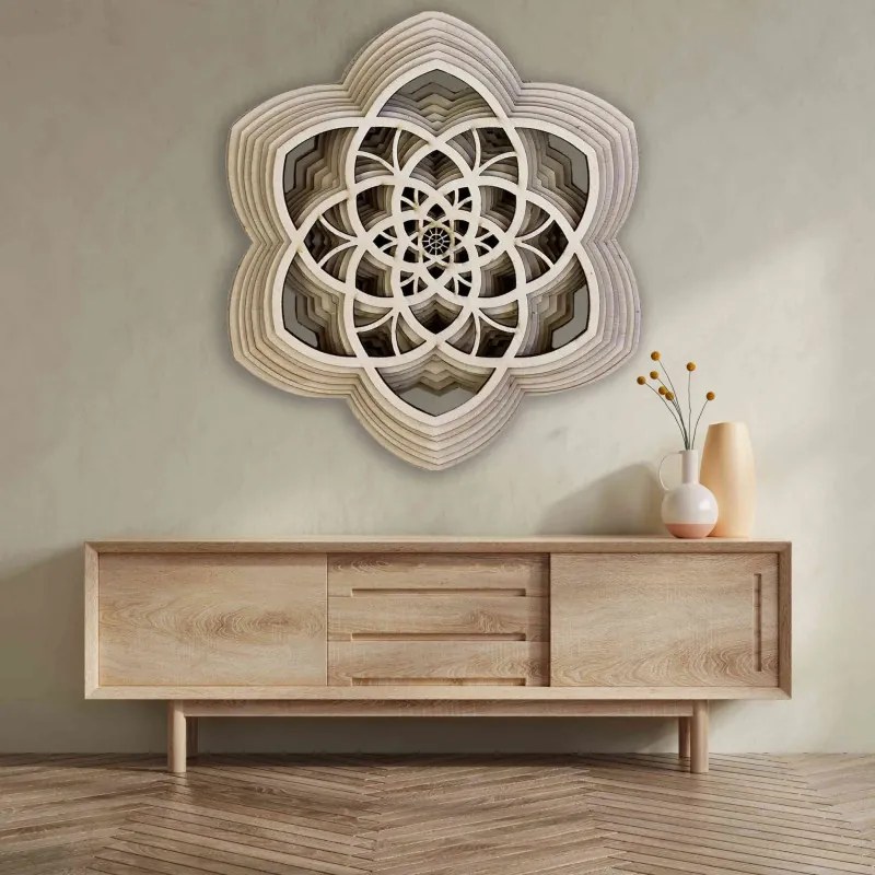 SENTOP | Mandala din lemn Harmony realizată din mai multe straturi până la 90 x 100 cm