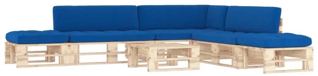 Set mobilier de gradina cu perne, 6 piese, lemn pin tratat