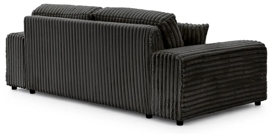 Canapea gri închis cu tapițerie din catifea reiată 213 cm Justin – Ropez