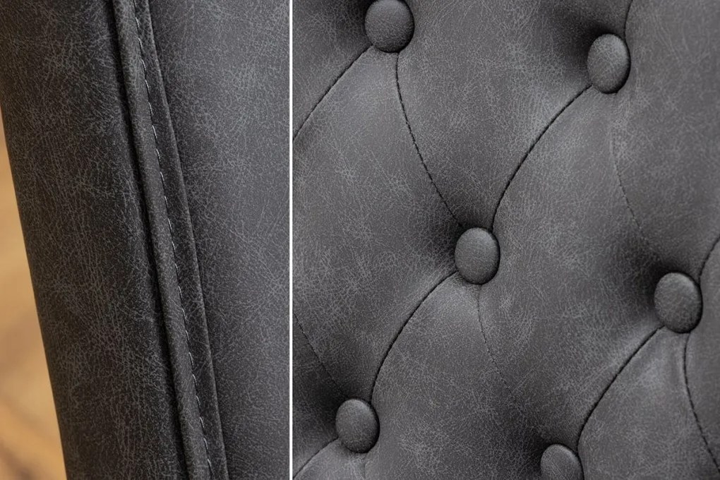 Set 2 scaune Stil Baroc, Piele Sintetica, Negru Vintage, CASTLE