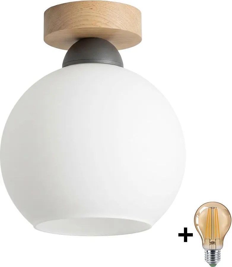 BRILAGI - Plafonieră LED RETRO GLASS 1xE27/60W/230V Ø 15 cm stejar/alb