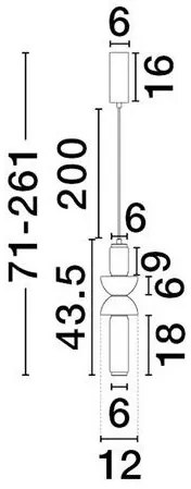 Pendul LED modern, Metal, Negru, Sticla, Fumurie, Ulon