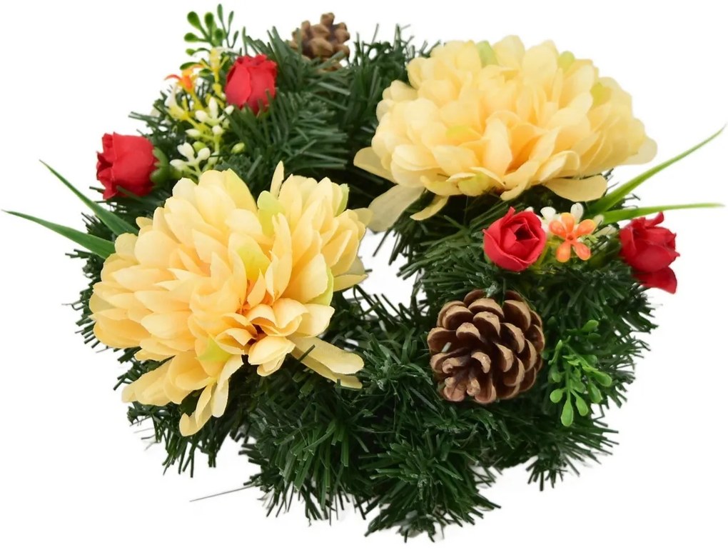 Coroană funerară Crizanteme portocalii, 20 cm