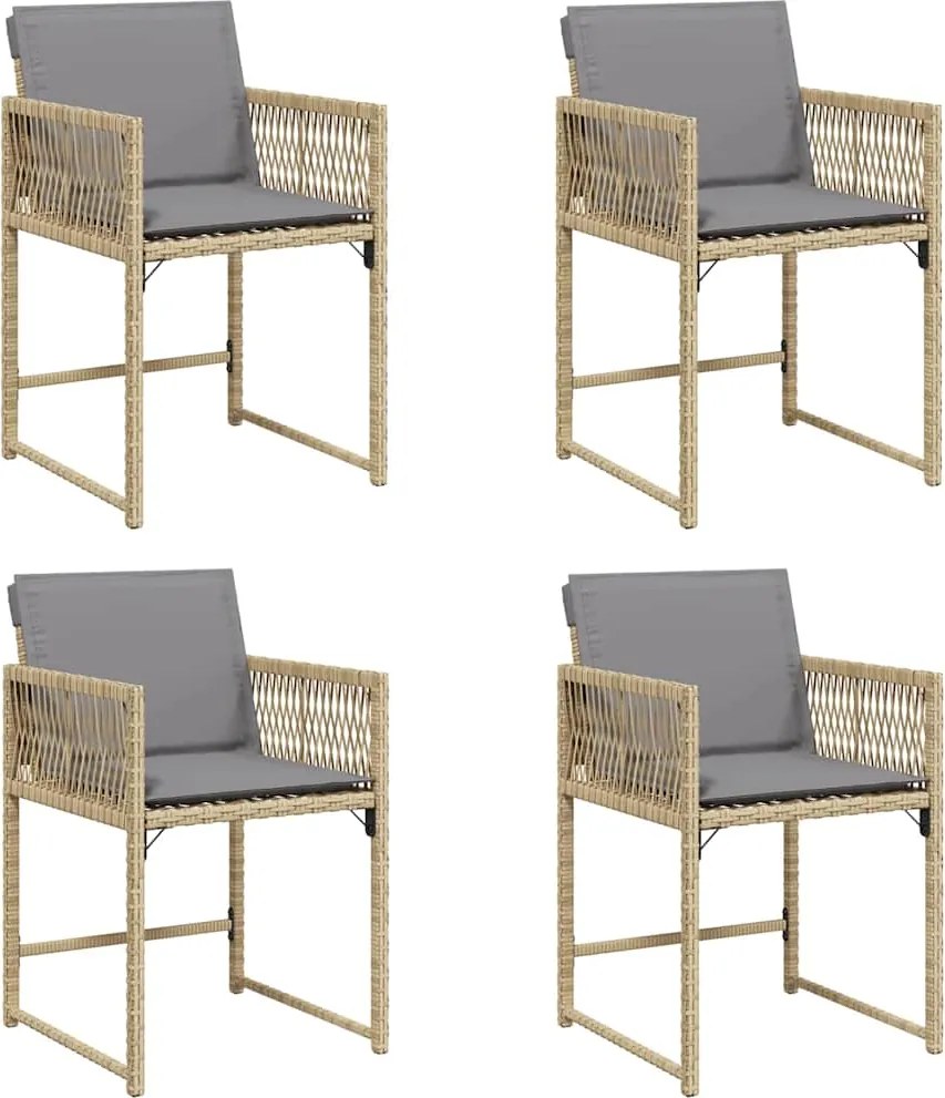 vidaXL Fotolii de grădină cu perne, 4 buc., bej combinat, poliratan