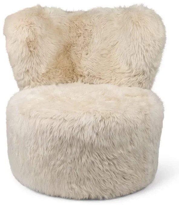 Fotoliu premium crem din 100% blană naturală de oaie din Noua Zeelandă, cu fir lung, „Skandi”