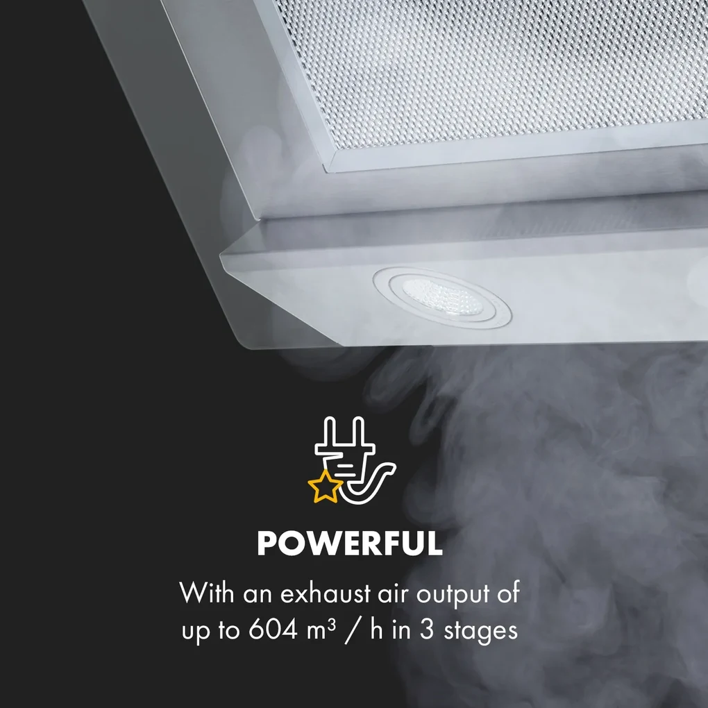 Balzac Silent 60, hotă, 250 W, 3 niveluri de putere, 604 m³ / h, LED, EEK A