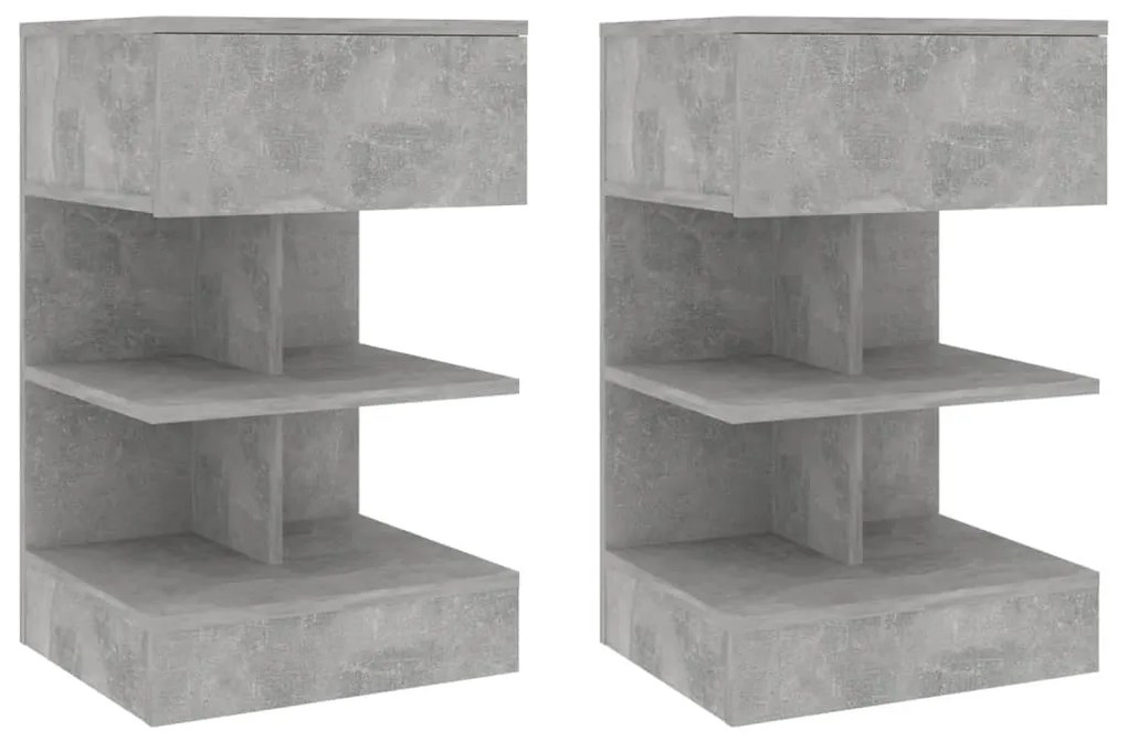 vidaXL Noptiere, 2 buc., gri beton, 40x35x65 cm