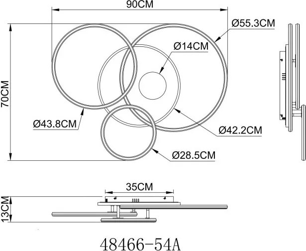Lustra LED aplicata design circular INVERTINA auriu/antracit