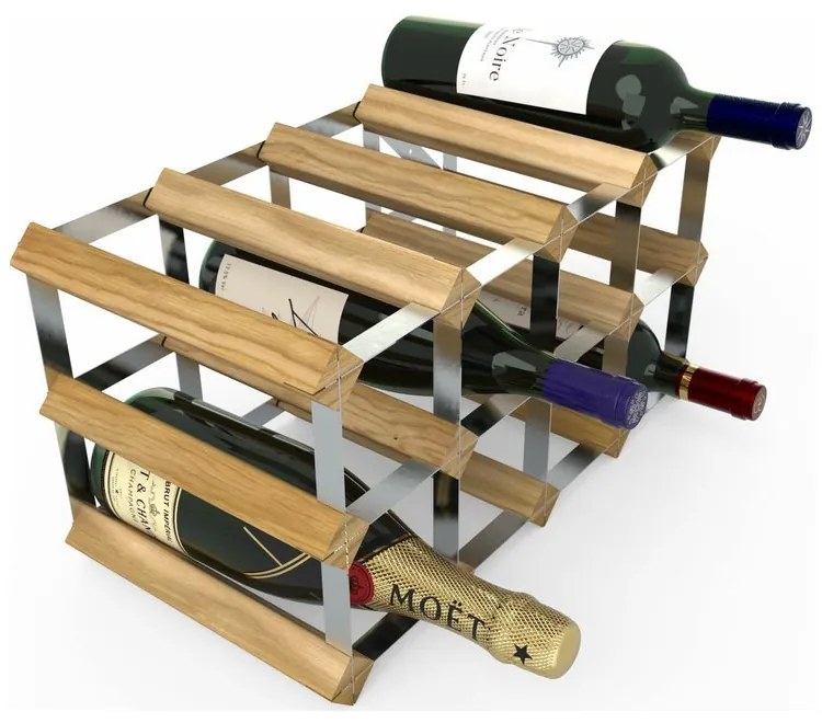 Raft de vin RTA pentru 12 sticle, asamblat, stejar / gri