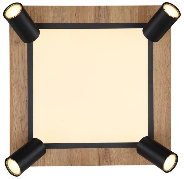 Plafoniera LED cu 4 spoturi directionabile design industrial Ulla negru, alb 45x45cm
