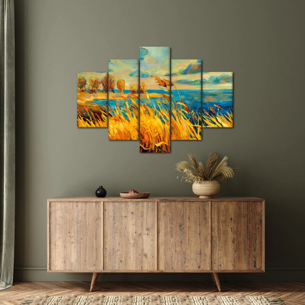 Tablou - Apus de soare peste lac, pictură acrilică (150x105 cm)