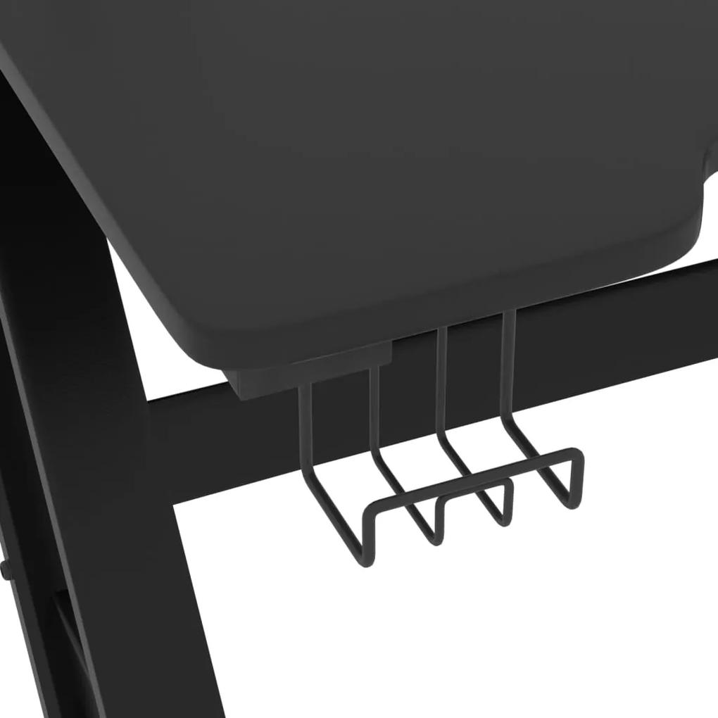 Birou de gaming cu picioare in forma de ZZ, negru, 110x60x75 cm Negru, 110 x 60 x 75 cm