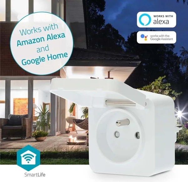 Priză inteligentă Nedis WIFIPO130EWT 3680W/230V/ tip E/16A Wi-Fi Tuya IP44