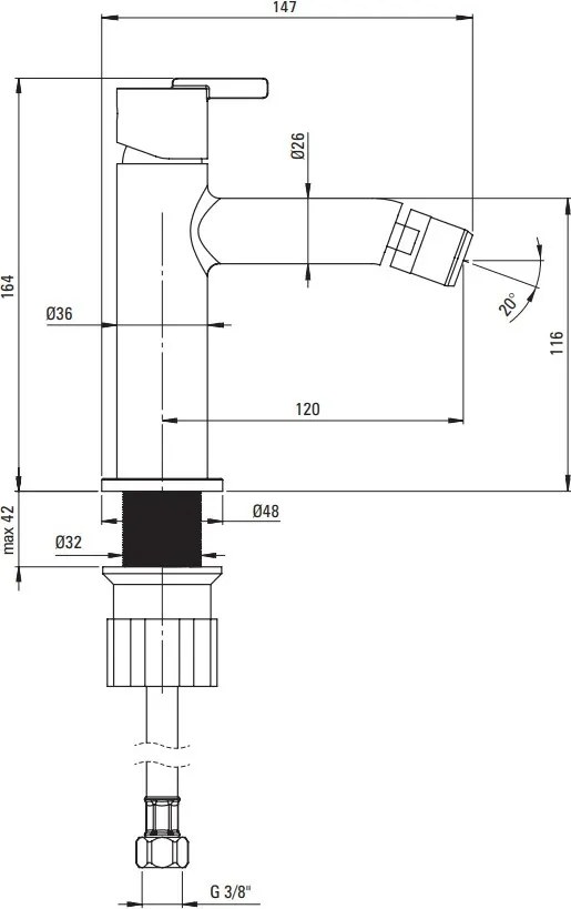 SILIA Baterie pentru bideu BQS_F30M Finisaj: oțel periat