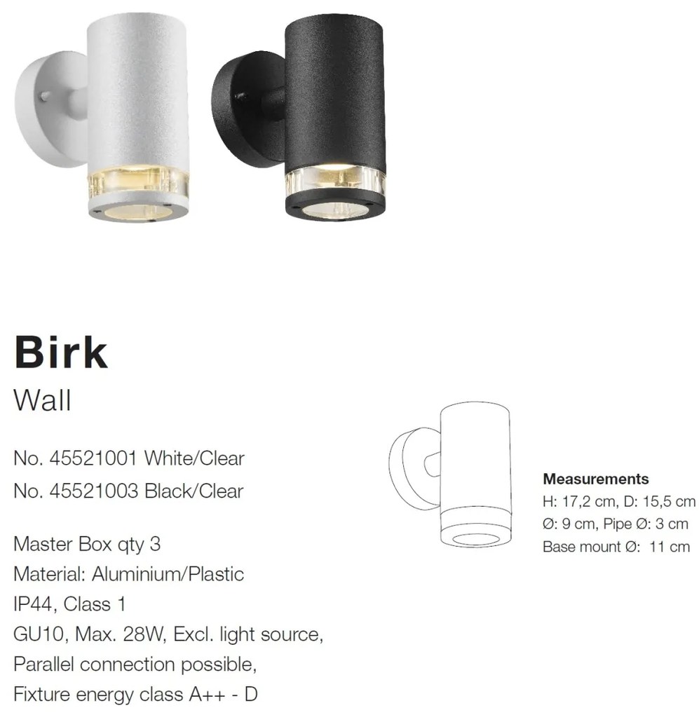 Aplica de perete exterior stil modern Birk I neagra 45521003 NL