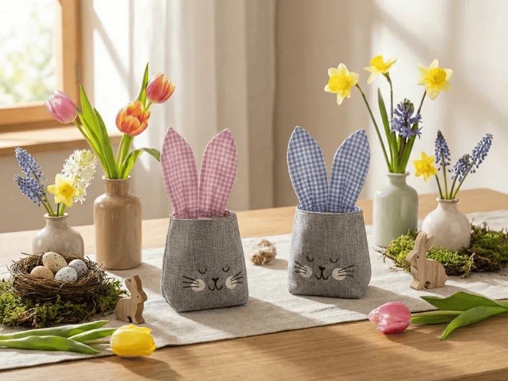 Sac din material NATURO sub forma de iepure, 14x14 cm - mai multe variante Culoare: Albastru