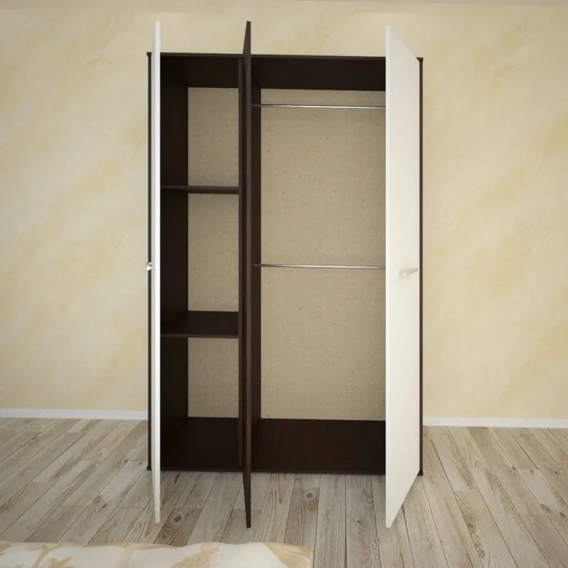 Set Mobila De Dormitor Hera Wenge Alb, pat 160x200cm,  dulap cu oglinda 124x187cm, noptiere , saltea inclusa