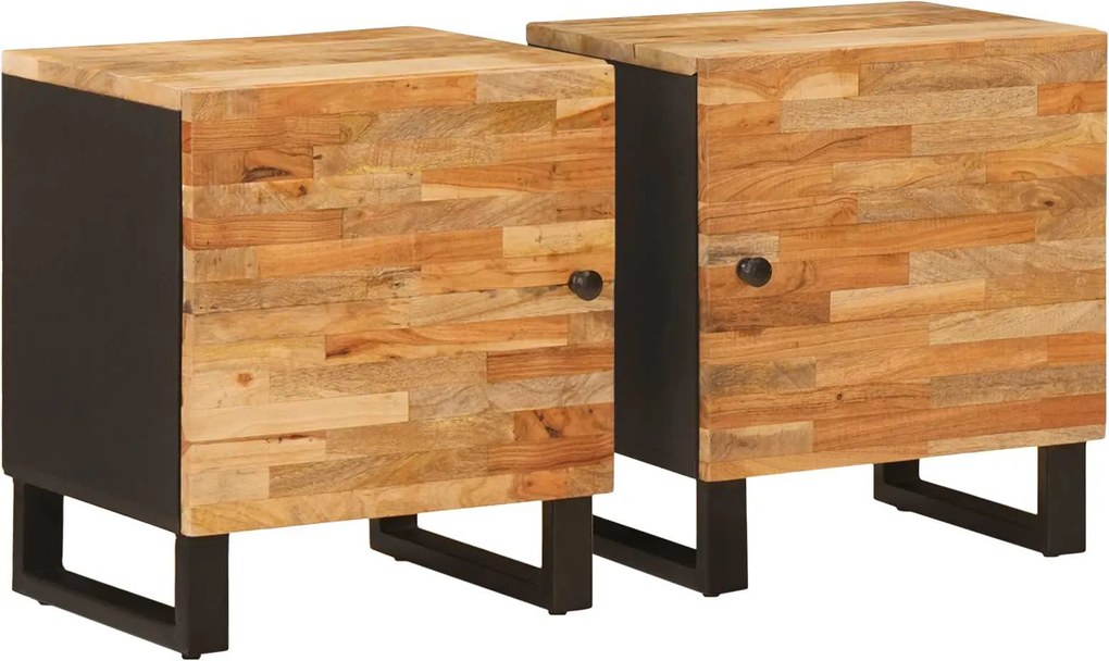 vidaXL Dulap de noapte 2 pcs Maro 40 x 33 x 46 cm Lemn de mango solid