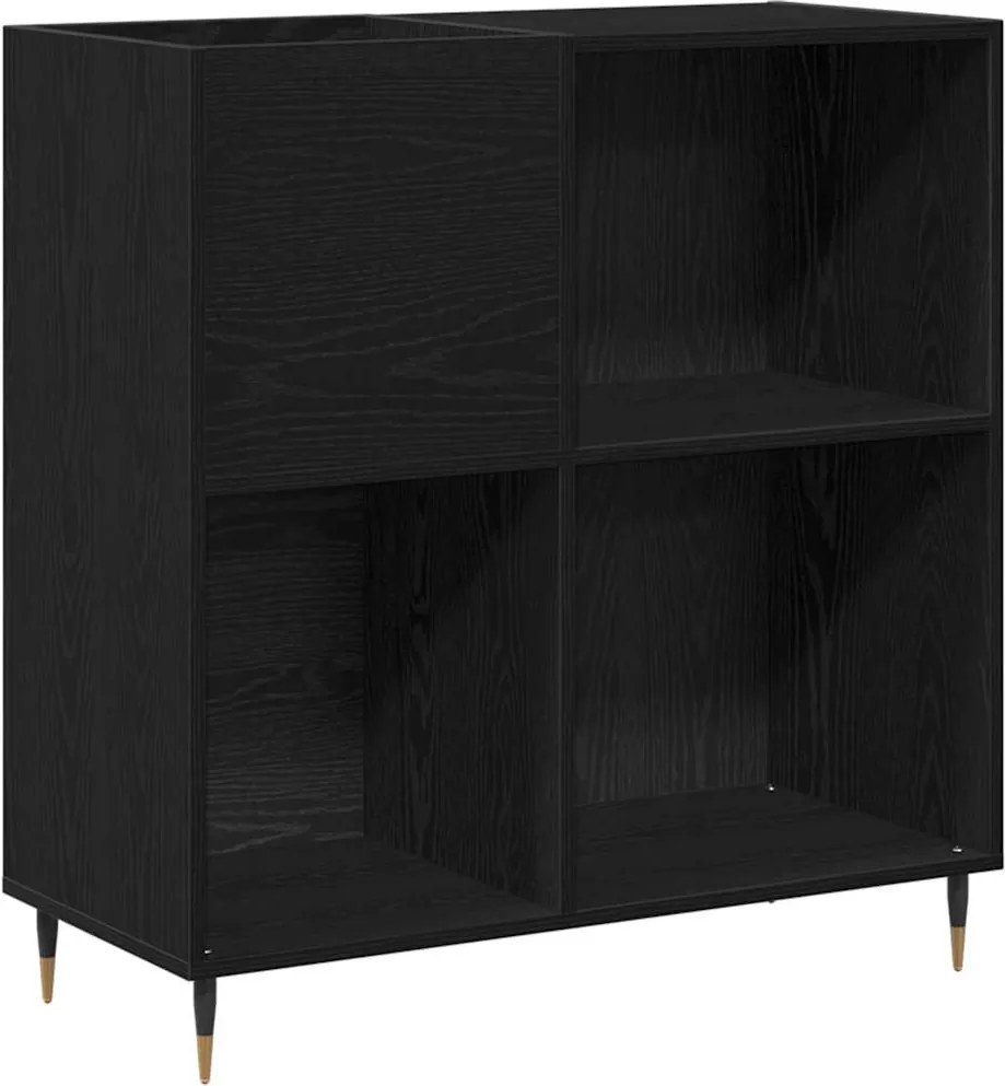 vidaXL Dulap pentru discuri de vinil Stejar Negru 85 x 38 x 89 cm