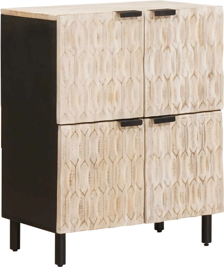 vidaXL Bufet Finisaj Alb Spălat 60 x 33 x 75 cm Lemn de mango solid