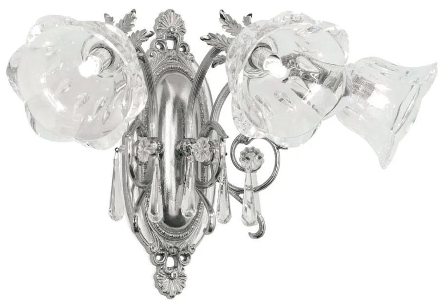 Aplica de perete design clasic LA BOHEME 3L, argintiu antic