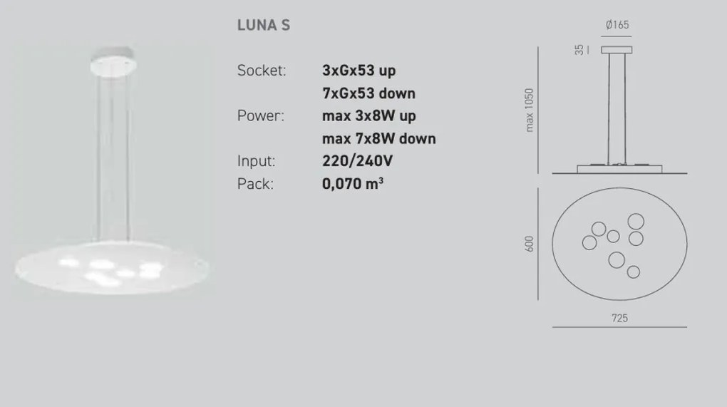 Lustra suspendata moderna Luna 60x72,5cm, alb sau gri