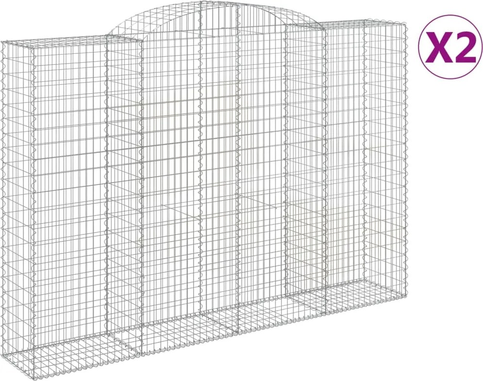 vidaXL Coșuri gabion arcuite 2 buc. 300x50x200/220 cm, fier galvanizat