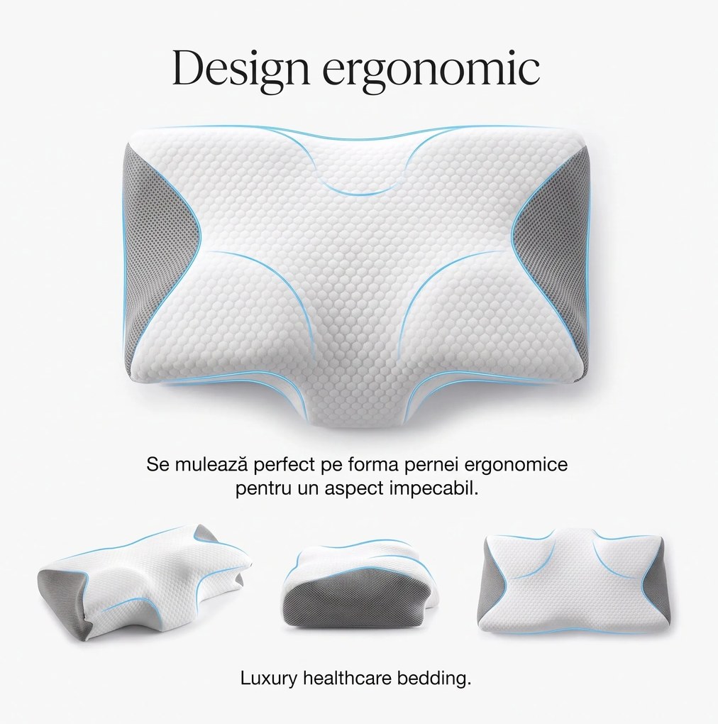 Fata de perna ergonomica Tencel, 60×40×12 cm, Alb