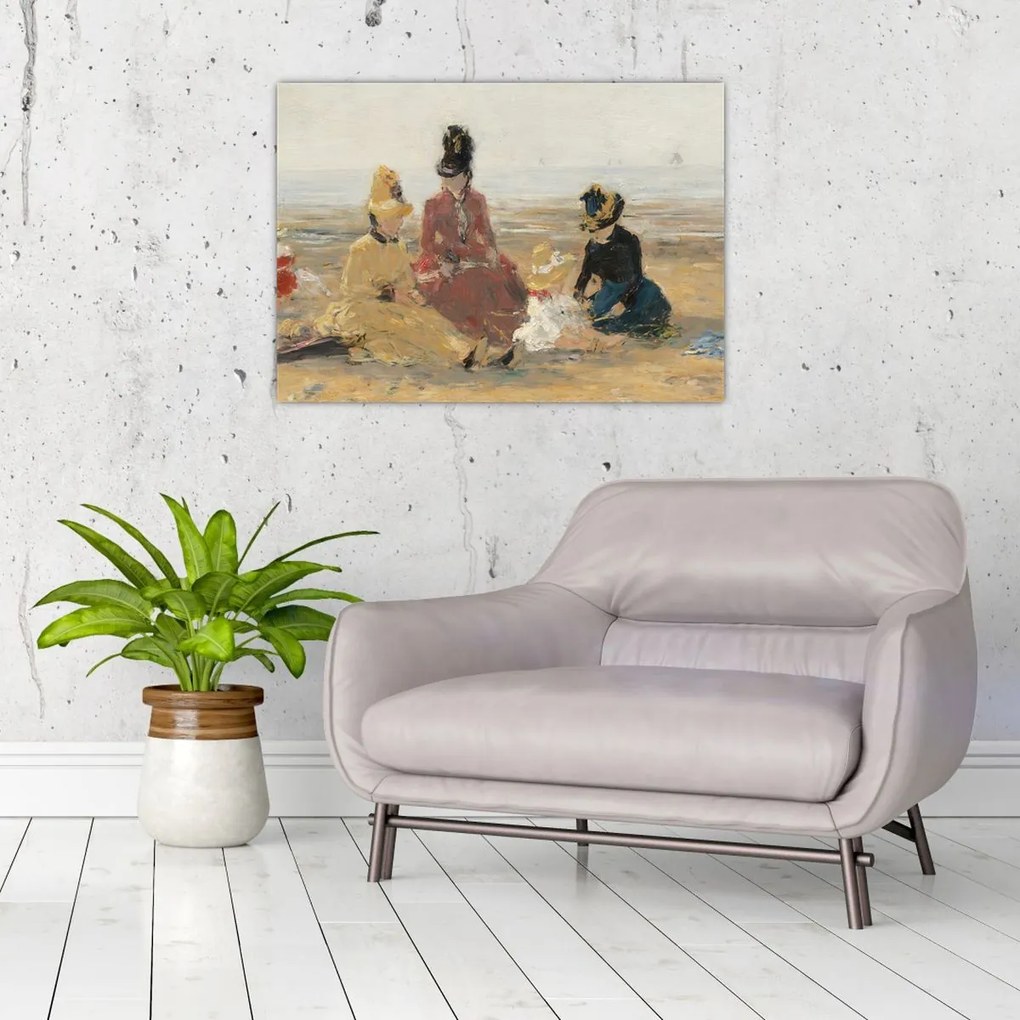 Tablou - Eugène Boudin, On the Beach, Trouville, reproducere (70x50 cm)