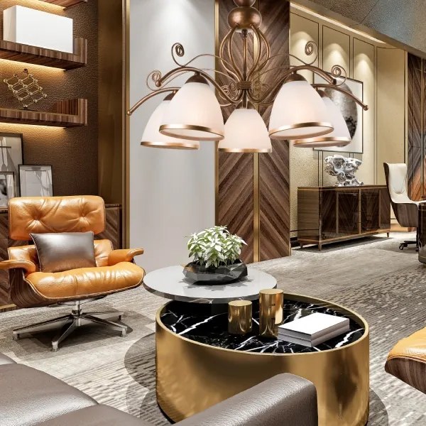 Lustră LED pe lanț Brilagi ANTICO 5xE27/60W/230V bronz patină