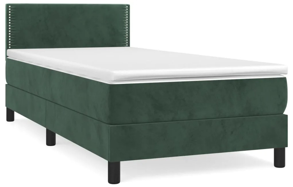 3141212 vidaXL Pat box spring cu saltea, verde închis, 80x200 cm, catifea