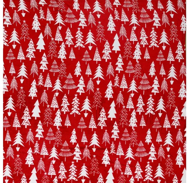 Pătură roșie cu microplush de Crăciun BRADUTI Dimensiune: 160 x 200 cm
