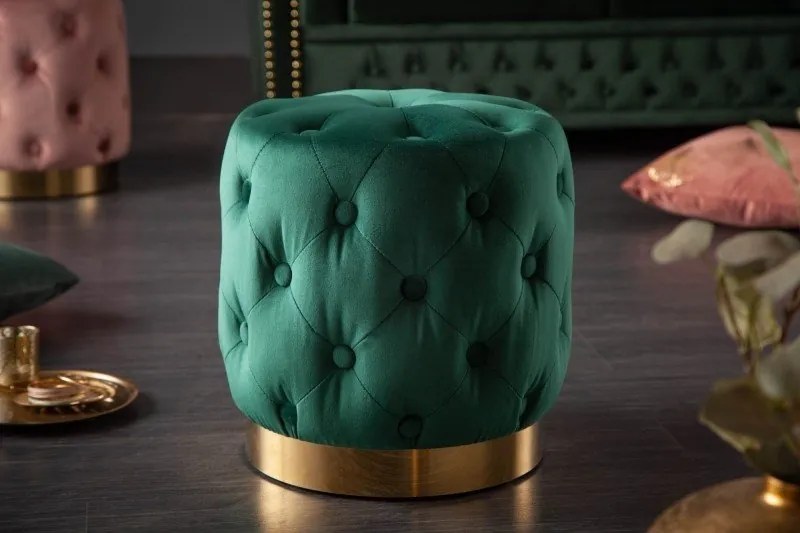 Taburete Modern Barock 35cm, verde inchis/ auriu