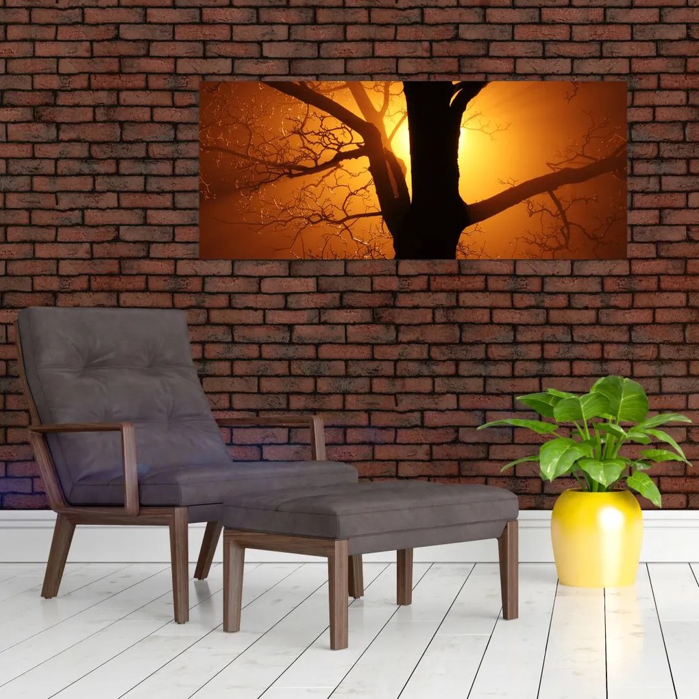 Tablou cu copac în apus de soare (120x50 cm)